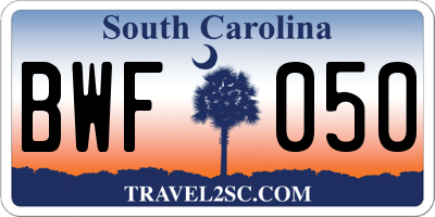 SC license plate BWF050