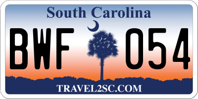 SC license plate BWF054