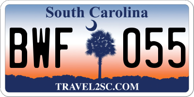 SC license plate BWF055