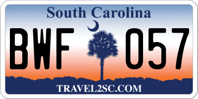 SC license plate BWF057