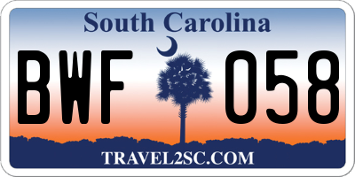 SC license plate BWF058