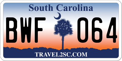 SC license plate BWF064