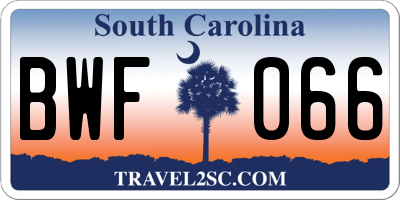 SC license plate BWF066