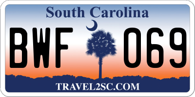SC license plate BWF069