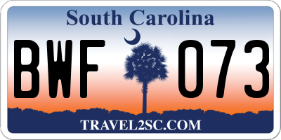 SC license plate BWF073