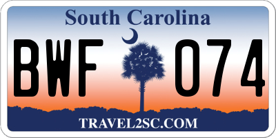 SC license plate BWF074