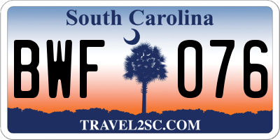 SC license plate BWF076