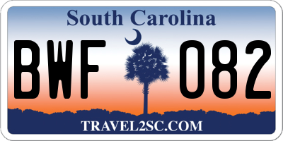 SC license plate BWF082