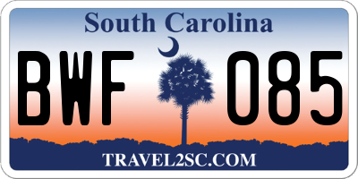 SC license plate BWF085