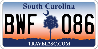 SC license plate BWF086