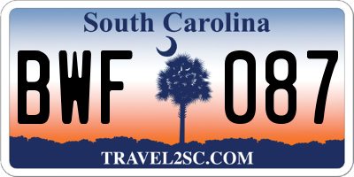 SC license plate BWF087
