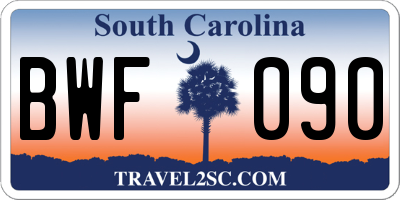 SC license plate BWF090