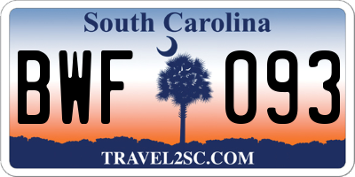 SC license plate BWF093