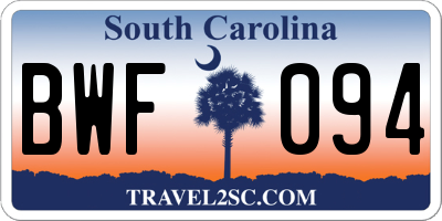 SC license plate BWF094