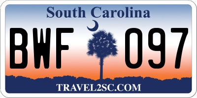 SC license plate BWF097