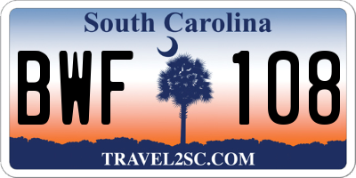 SC license plate BWF108