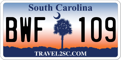 SC license plate BWF109