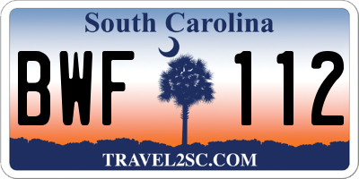SC license plate BWF112