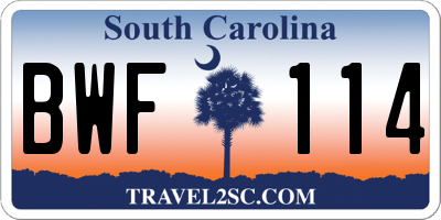 SC license plate BWF114
