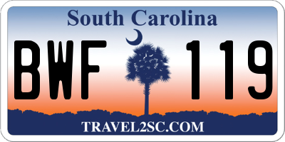 SC license plate BWF119