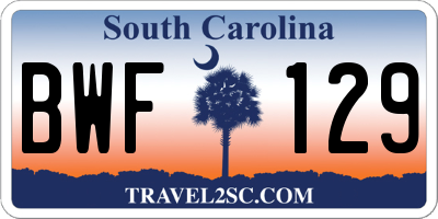 SC license plate BWF129
