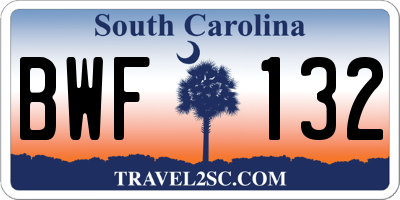 SC license plate BWF132