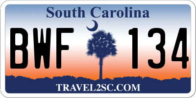 SC license plate BWF134