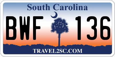 SC license plate BWF136