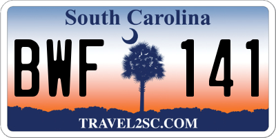 SC license plate BWF141
