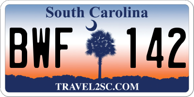 SC license plate BWF142