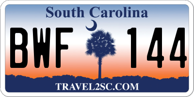 SC license plate BWF144