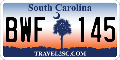 SC license plate BWF145
