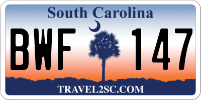 SC license plate BWF147