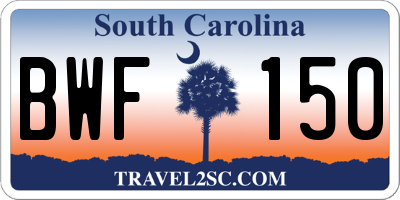 SC license plate BWF150