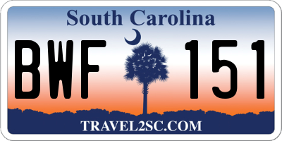 SC license plate BWF151