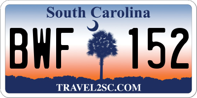 SC license plate BWF152