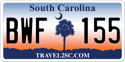 SC license plate BWF155