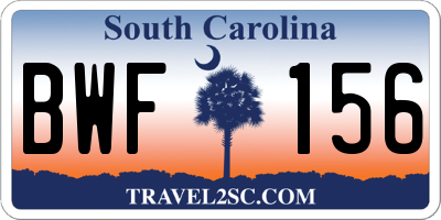 SC license plate BWF156