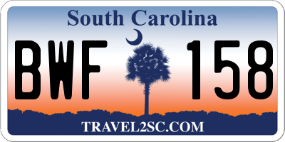 SC license plate BWF158
