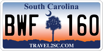 SC license plate BWF160