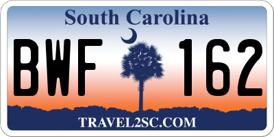SC license plate BWF162