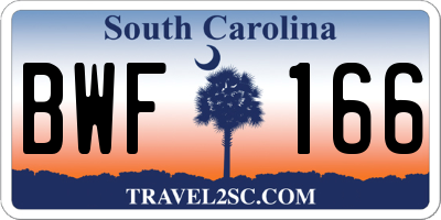 SC license plate BWF166