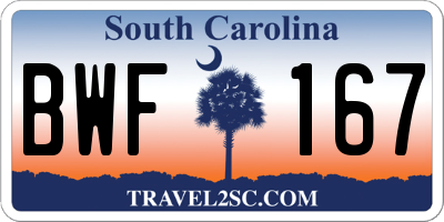 SC license plate BWF167