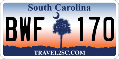 SC license plate BWF170