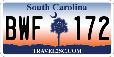 SC license plate BWF172