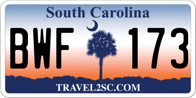 SC license plate BWF173
