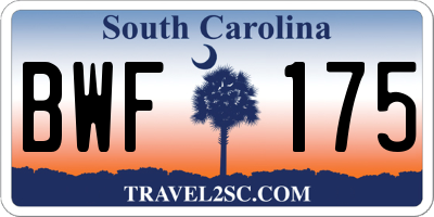 SC license plate BWF175