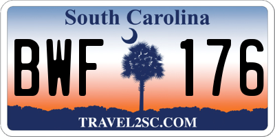 SC license plate BWF176