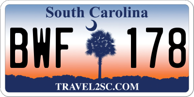 SC license plate BWF178