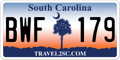 SC license plate BWF179